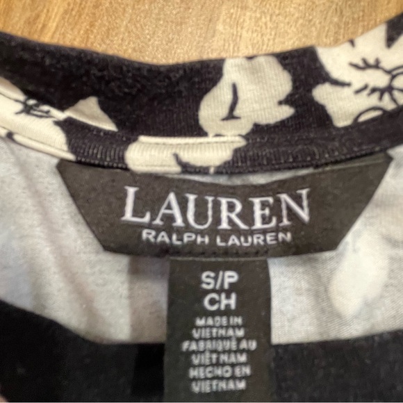 Lauren Ralph Lauren Black & White Floral Twist-Front Midi Dress (Size S) - Picture 7 of 8